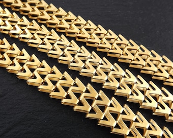 Grote dikke gouden W-schakelketting, ongebruikelijke statement-ketting, vouw-over-schakelketting, sieraden maken, 22k mat verguld, 1 meter = 3,3 voet