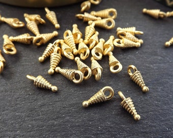 Mini Spiral Pointy Spike Charms Ethnic Tribal Style - 22k Matte Gold Plated - 20pcs