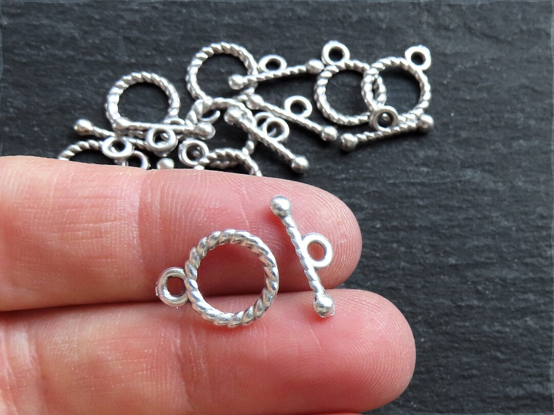 Mini Toggle Clasps, T Bar Clasps, Tiny Twisted Toggle Clasps, T Clasps
