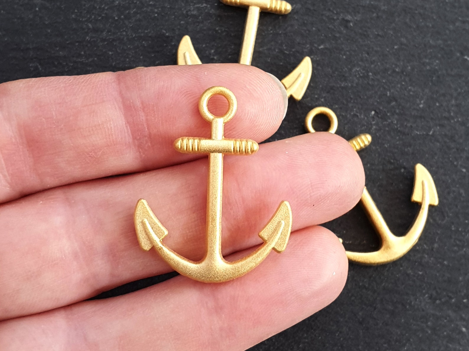 4 Large Anchor Pendant Charms Anchor Drop Charm Nautical Etsy