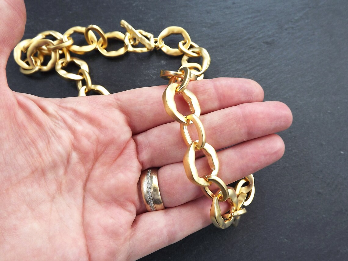16 Chunky Gold Necklace Chain With Clasp Thick Trend Etsy