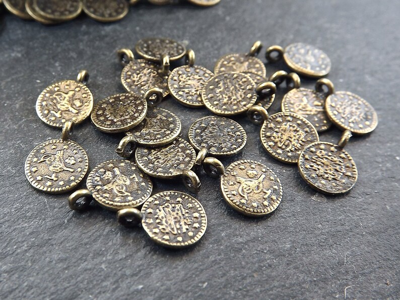 Bronze Coin Charms Mini Coin Charms Small Coins Bronze Etsy