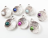 NEW - 7 Mixed Color Pearl Bead Matte Silver Plated Inverted Dome Shaped Charms