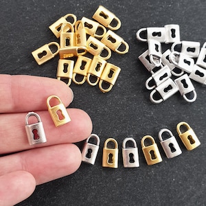 Mini Lock Charm Mini Padlock Charm Pendants, Tiny Keyhole Lock Dangle Charms, Matte ...