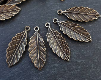 Pendentif 5 feuilles avec breloques Boucle d'oreille Bracelet Composants Résultats Fournitures pour fabrication de bijoux Plaqué bronze antique