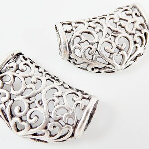 2 Large Flourish Filigree Pendant Bails - Matte Silver Plated