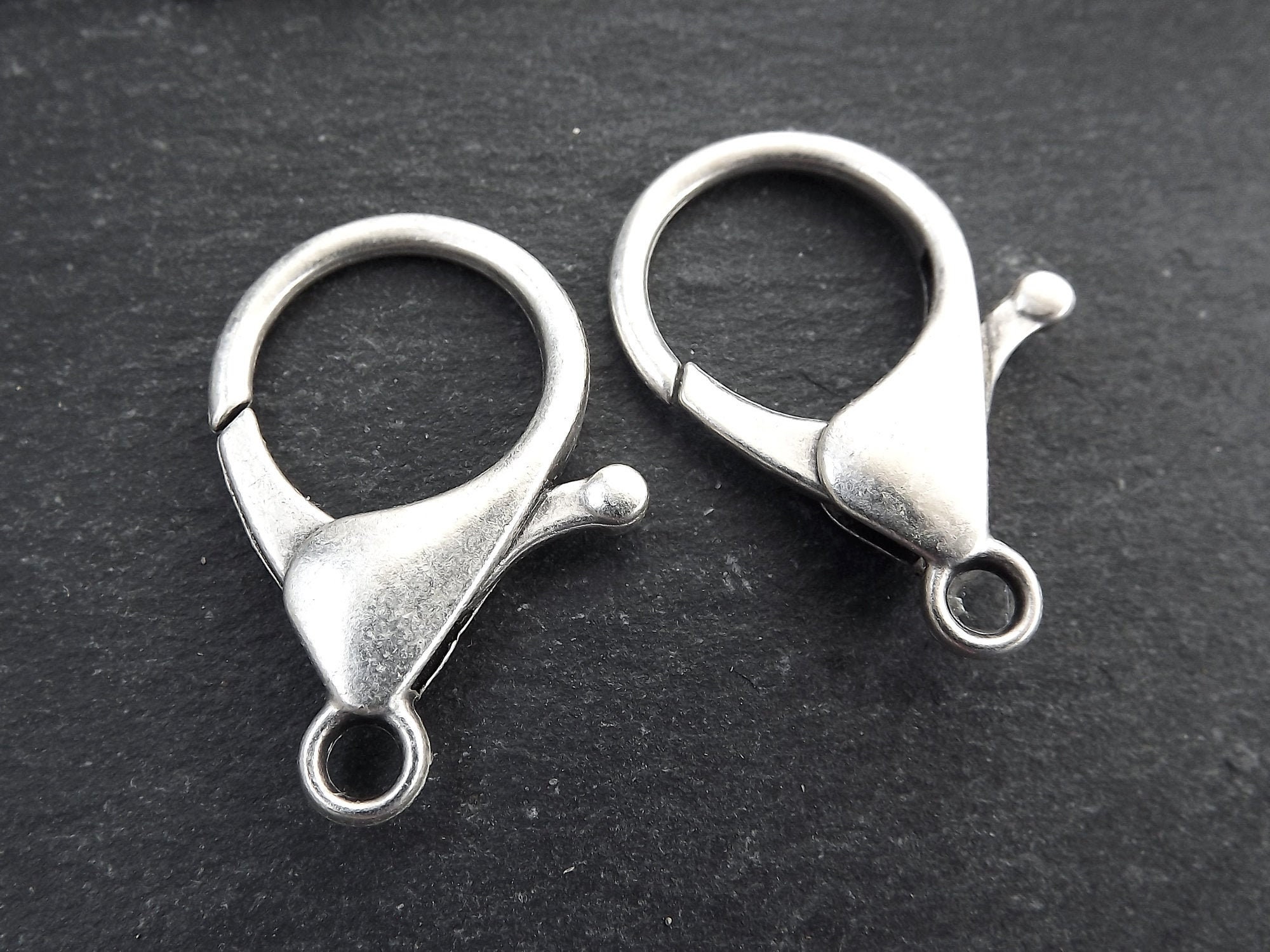 Bead Landing Lobster Claw Clasps - Oxidized Silver - 10 ct