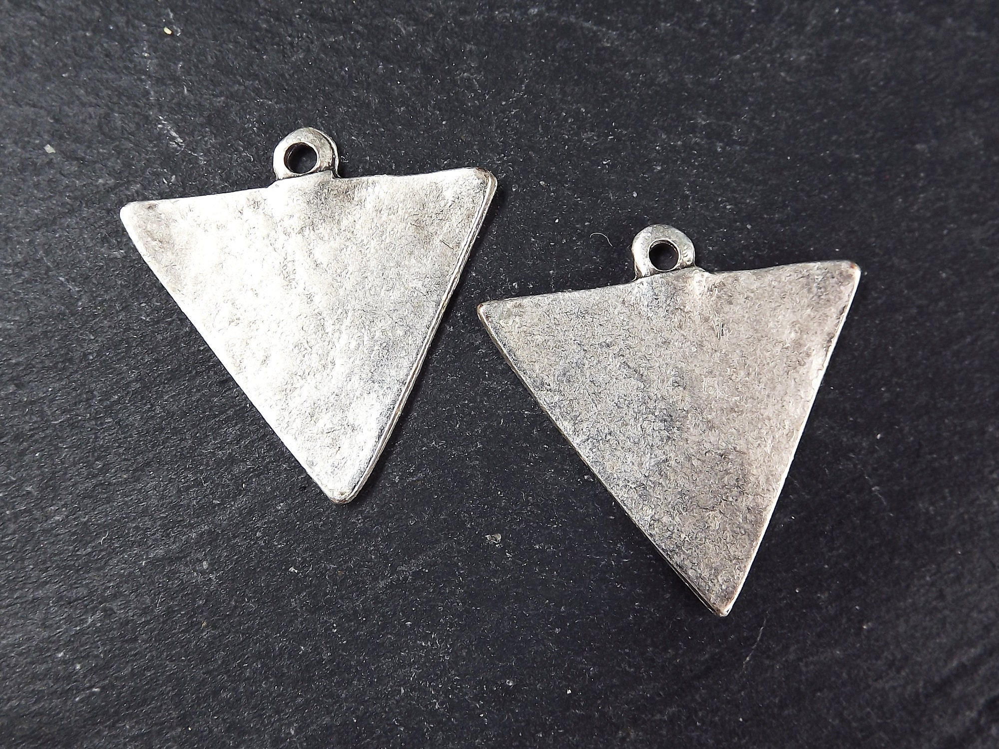 Silver Triangle Pendant Charms, Minimalist Earring Pendant