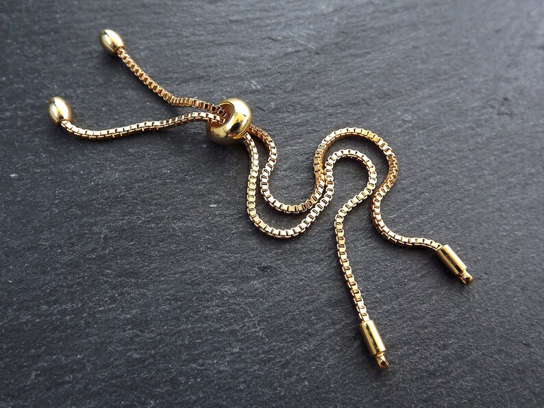 Adjustable Slider Bracelet Blank Gold Box Chain Sliding Clasp Etsy