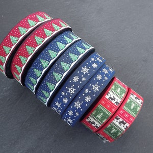 16mm Navy Snowflake Ribbon, Christmas Ribbon, Blue Snow Ribbon ...