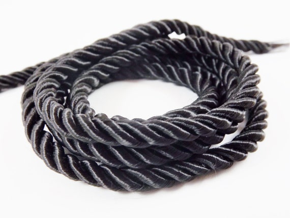 3.5mm Black Twisted Rayon Satin Rope Silk Braid Cord - 3 Ply Twist - 1 –  LylaSupplies