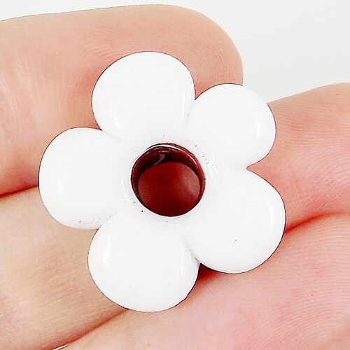 6 Seafoam Green Glass Flower Beads Large Chunky Flower Etsy