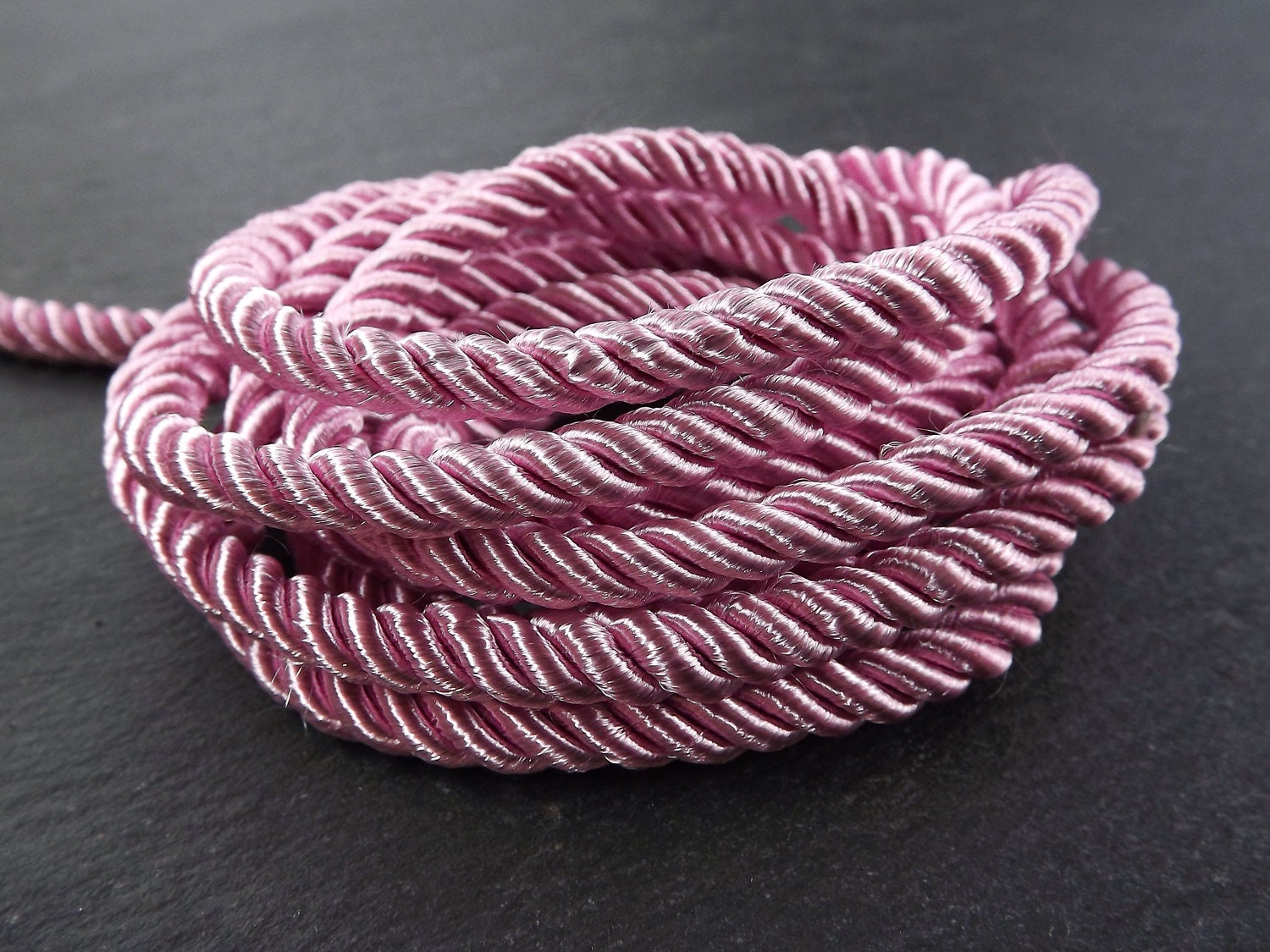 5mm Baby Pink Rope, Pink, Cord, Twisted Cord, Rayon, Satin, Rope