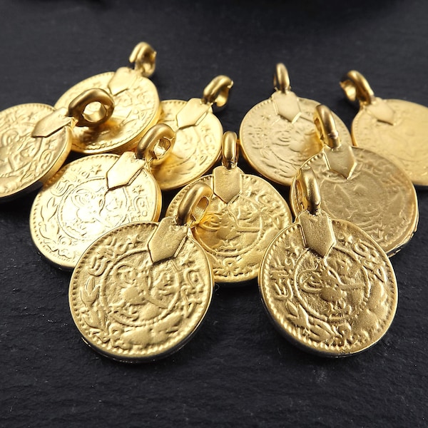 Coin Charm Pendant Etsy