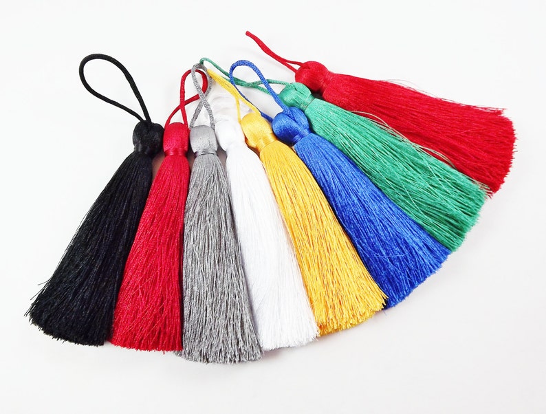 Teal Green Color Thread Tassels With Beads Set Of 2 main image 0