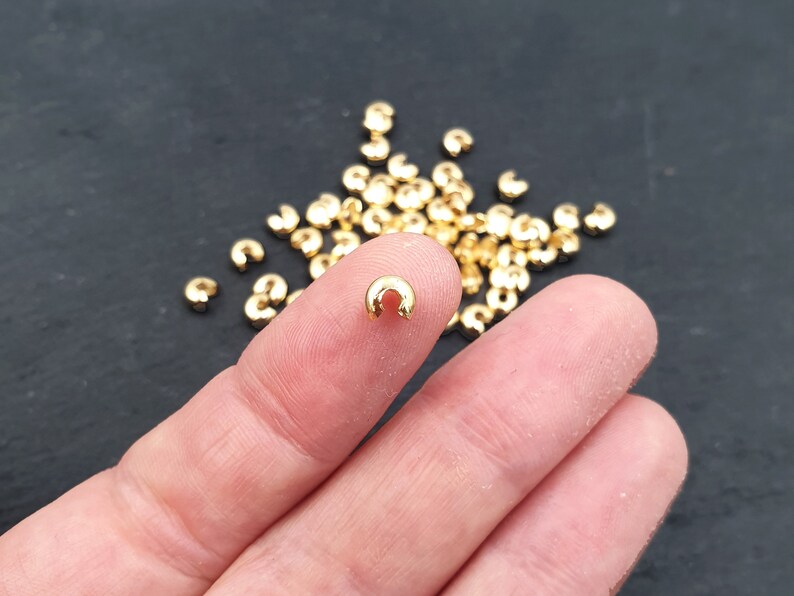 4mm Crimp Bead Knot Covers Cover Ends Non Tanrish Shiny 22k Etsy