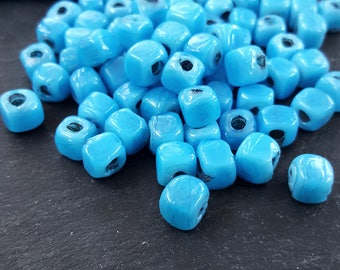 Handmade Beads Mixed Color Beads SUPPLY: 7 LARGE Chunky Glass Square Beads SKU 10-A1-00015384