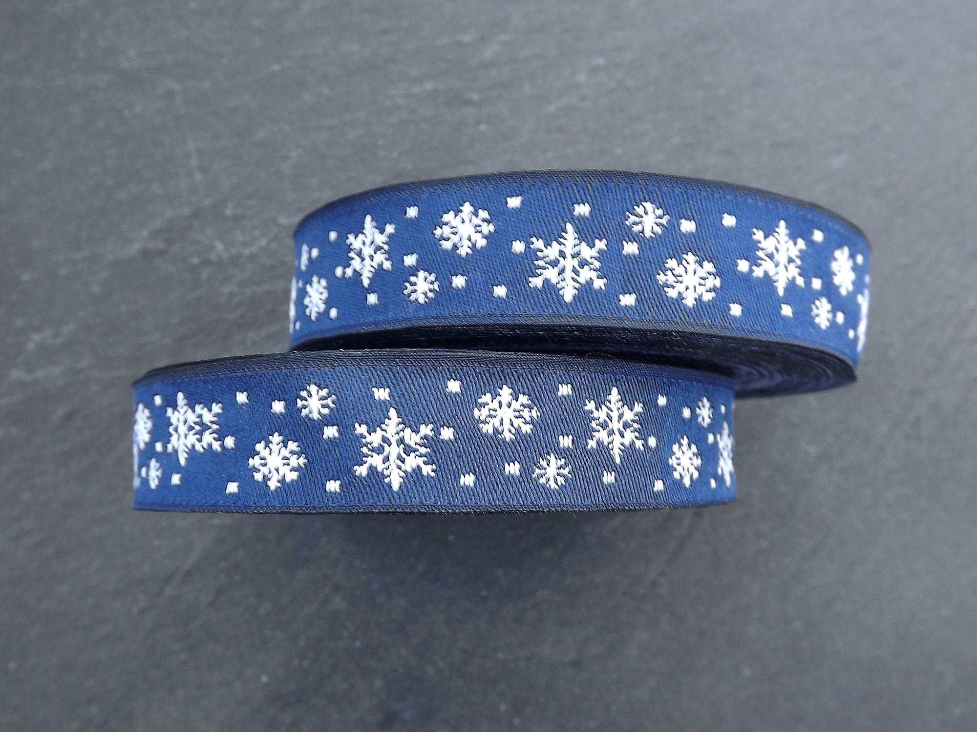 16mm Navy Snowflake Ribbon Christmas Ribbon Blue Snow Etsy UK