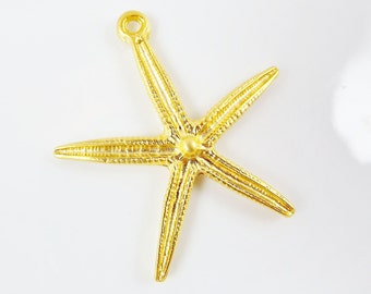Large Starfish Pendant - 22k Matte Gold Plated - 1PC