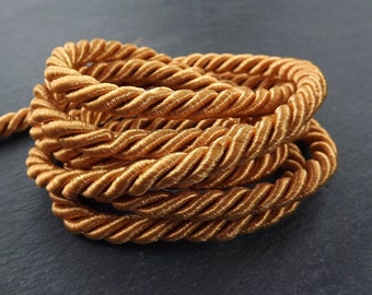 7mm Mustard Rope, Mellow Mustard, Cord, Twisted Rope, Satin Braid, Twisted Cord, Necklace Cord, Sewing, 3 Ply Twist - 1 meters - 1.09 Yards