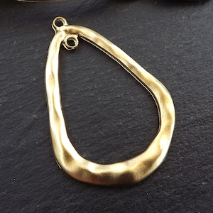 Large Teardrop Loop Pendant, Gold Tear Drop Dangle, Focal Pendant, Teardrop Connector, Necklace Pendant, 22k Matte Gold plated, 1pc