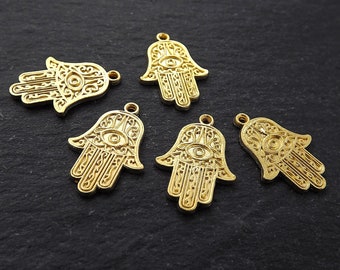 ゴールドハムサハンドペンダント、邪眼のお守りチャーム、ファティマの