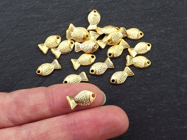 Mini Fish Charms Small Fishes Gold Fish Charms Bracelet Etsy