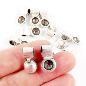 Ethnic Scoop Charms Wide Bail - Matte Antique Silver Plated  - 10pcs