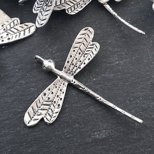 Dragonfly Pendant - Antique Matte Silver Plated