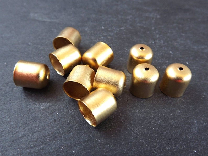 Round Cord End Caps Gold Bead Caps Ends With Hole Tassel Top Etsy