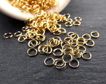 4mm Thin Gold Jump Rings, Gold Plated Jump Rings, Brass Jump Rings, Open Jump Rings, 22k Gold Jump Rings, Jumprings, Jewelry Making, 50 pcs
