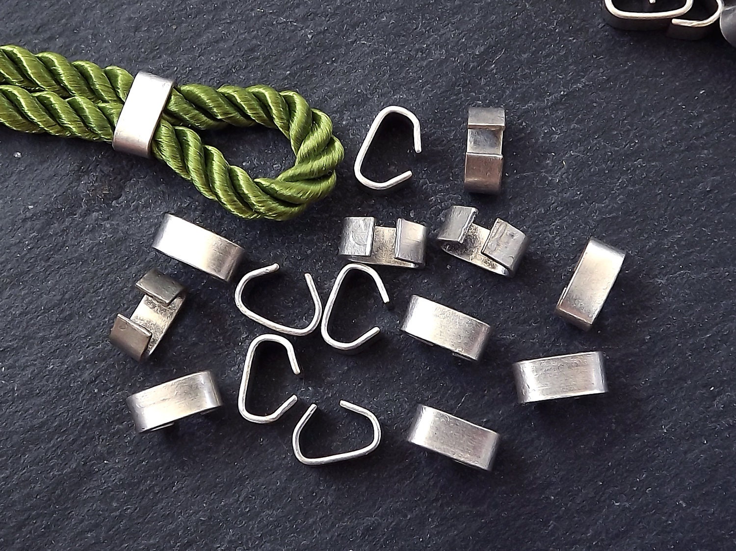 Silver Metal Crimp Fold Over Crimp Cord Crimp Crimp Etsy