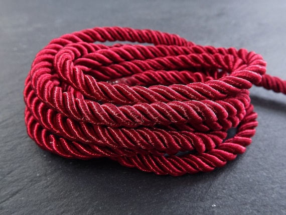 5mm Burgundy Rope, Garnet Red, Cord, Twisted Cord, Rayon, Satin