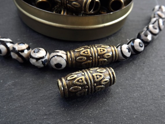 Black Wood Big Bead Bracelet with Gold Geometric Bead and Spacers -  Wholesale