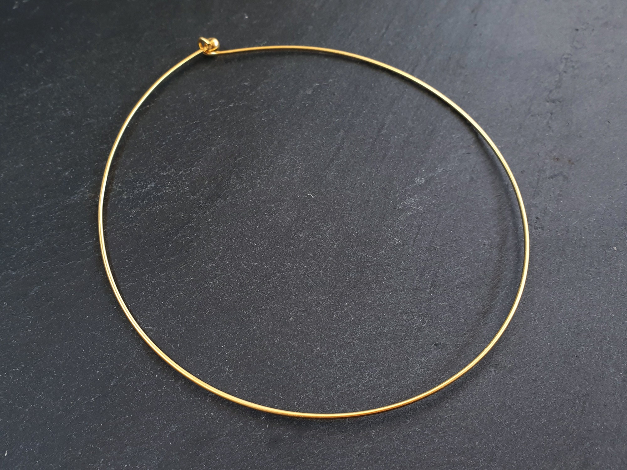 Gold Wire Choker Choker Necklace Blank Wire Collar Ball End Etsy