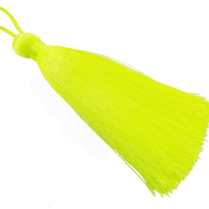 Extra Large Neon Yellow Silk Thread Tassels Earring Bracelet Necklace Tassel Jewelry Fringe Turkish Findings - 4.4 inches - 113mm - 1 pc