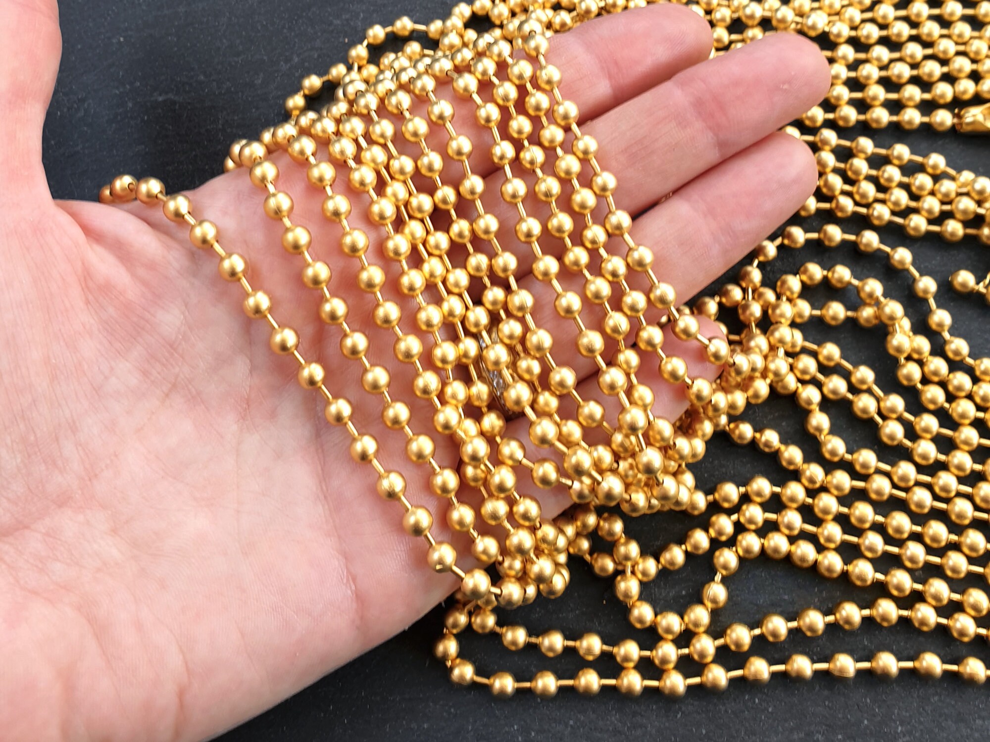 4.5mm Gold Ball Bead Chain Large Thick Round Link Chain 22k Etsy Canada