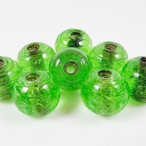 BULK 30 Chunky Artisan Handmade Recycled Green Glass Bead 13mm BE118 image 3