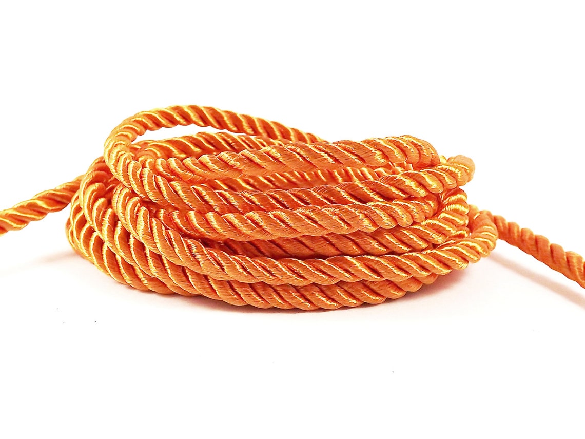 3.5mm Sun Orange Twisted Rayon Satin Rope Silk Braid Cord 3 | Etsy