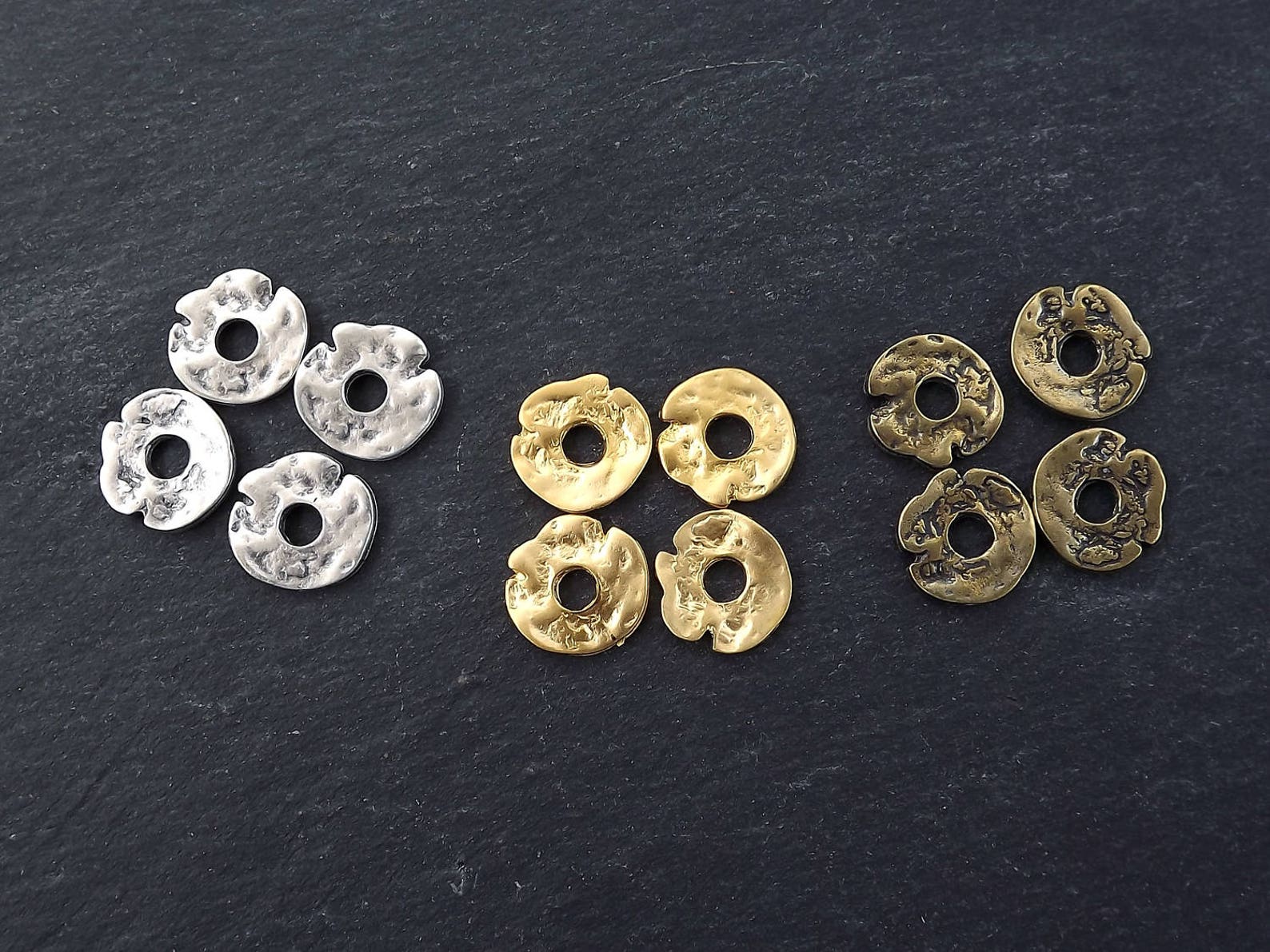 Disk Pebbles Gold Cornflake Disc Pebble Bead Spacers, Free Form Beads, Organic Flat ...