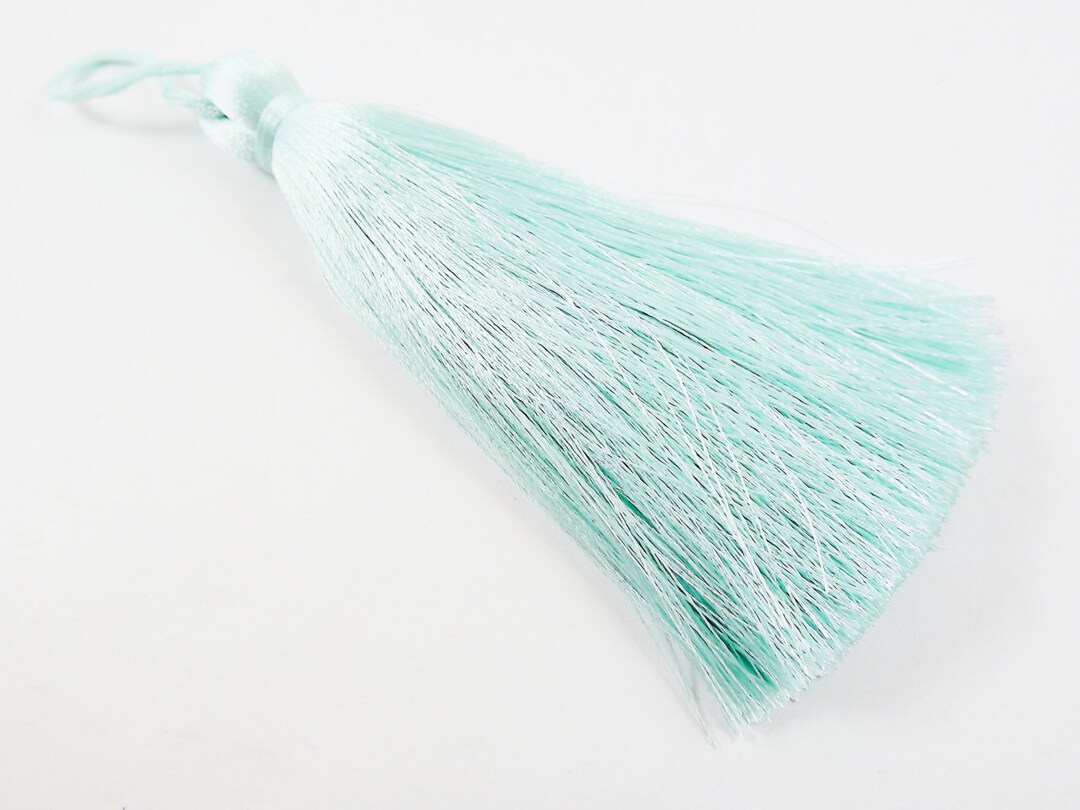 Extra Large Thick Soft Pale Ice Aqua Silk Thread Tassel, Aqua Tassel