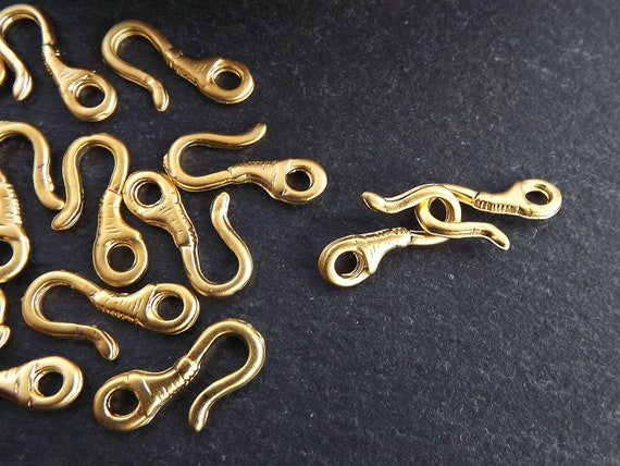 Gold Hook Clasps, Small Hook Charms, Hook Closure, Gold Clasp