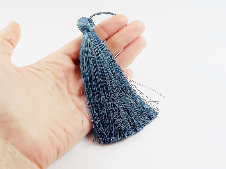 Extra Large Peacock Blue Silk Thread Tassels 4.4 Inches Etsy