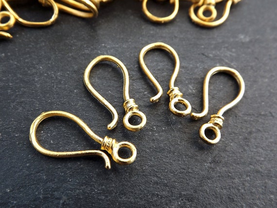 Gold Hook Clasp Findings, Shepherds Hook Clasp, Necklace Clasps, Bracelet  Clasp, 22k Matte Gold Plated Brass, 4 Hooks 