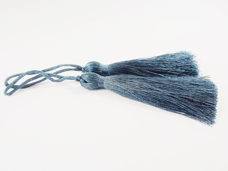 Long Peacock Blue Silk Thread Tassels 3 Inches 77mm 2 Pc Etsy