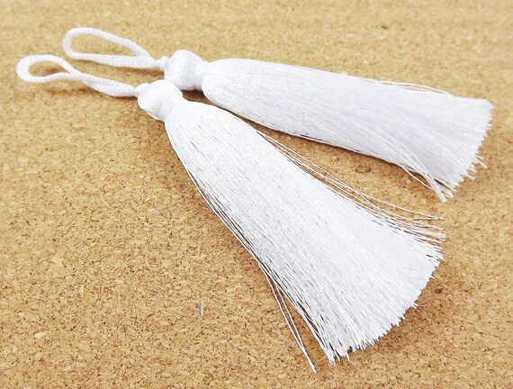 Long White Silk Thread Tassels 3 Inches 77mm 2 Pc | Etsy