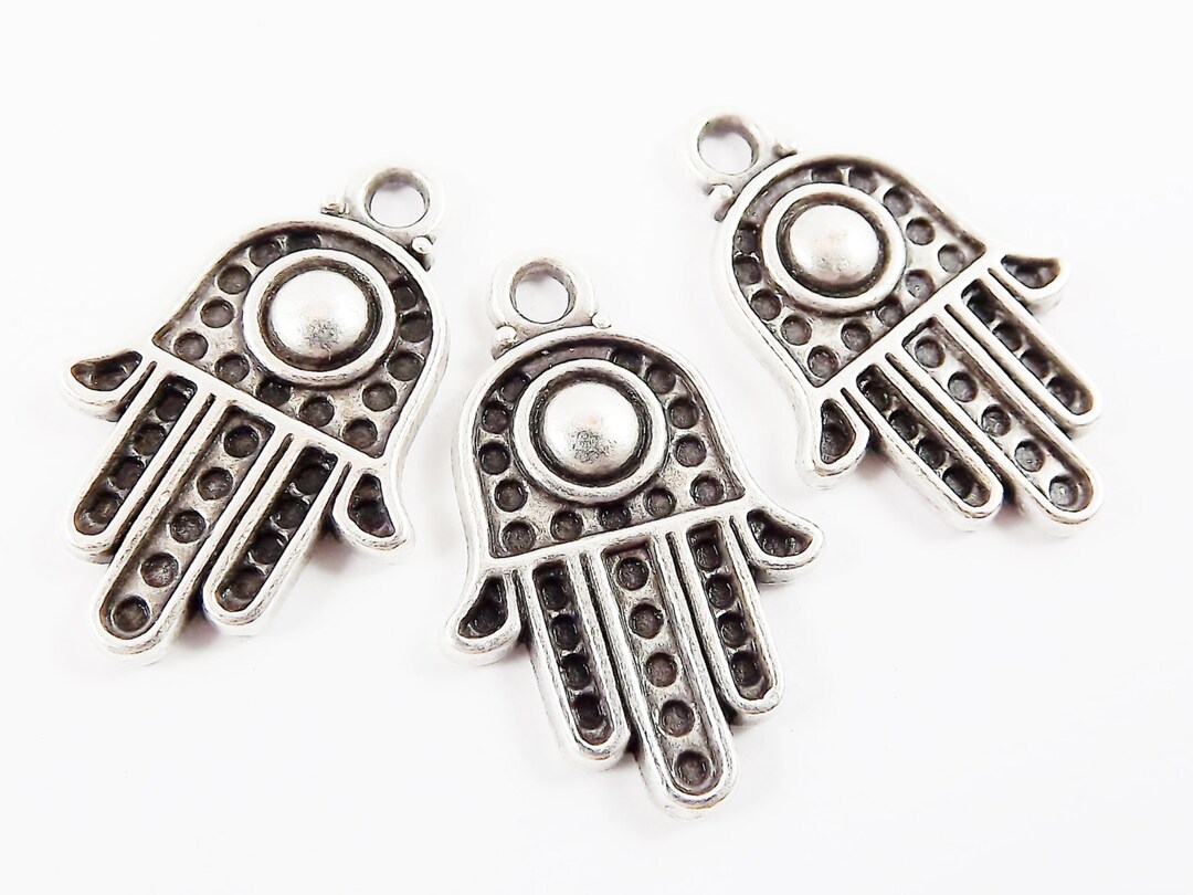 Hamsa Charms Hand of Fatima Dome Accent Ethnic Bracelet Charm Hamza
