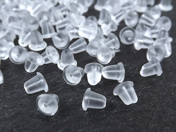 100 Clear Rubber Bullet Earring Safety Backs Earring Hook Stopper Earnut Pop UK