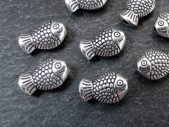 7mm 10pc Antique Silver Beads for Jewelry Making 