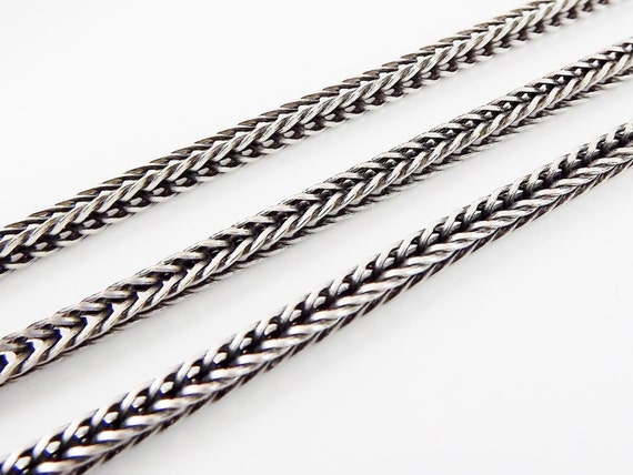 Silver Foxtail Chain, Bali Woven Rope Chain, Braided Chain, 3mm